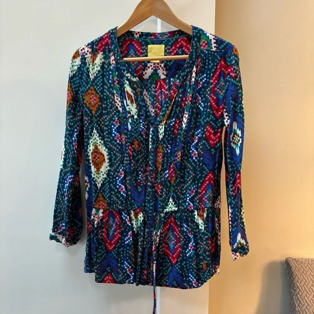 Maeve Anthropologie Colorful Patterned Women's blouse woman’s size L